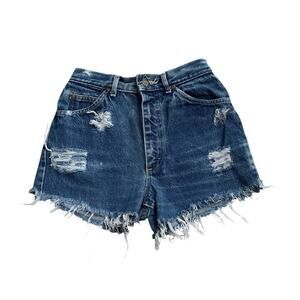 LEE Womens Size 9 Fits 7 High Rise Ripped Vintage Cutoff Denim Blue Jean Shorts